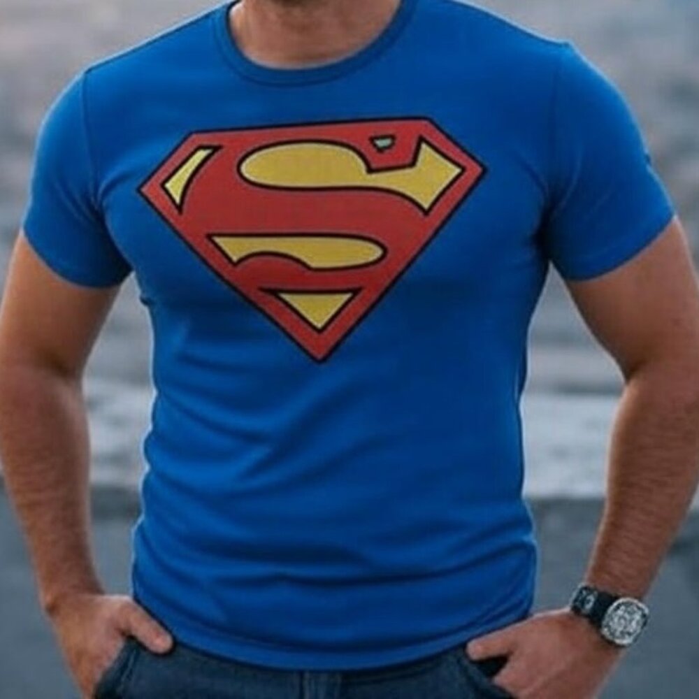 Mens DC Comics Superman Logo Design Blue T-Shirt